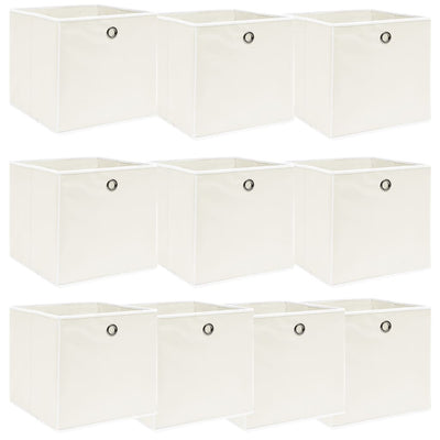 Boîtes de rangement Vidaxl 10 PCS 32x32x32 cm Fabric blanc