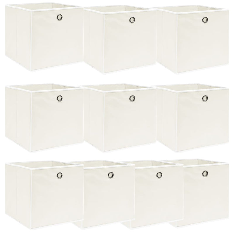 Boîtes de rangement Vidaxl 10 PCS 32x32x32 cm Fabric blanc