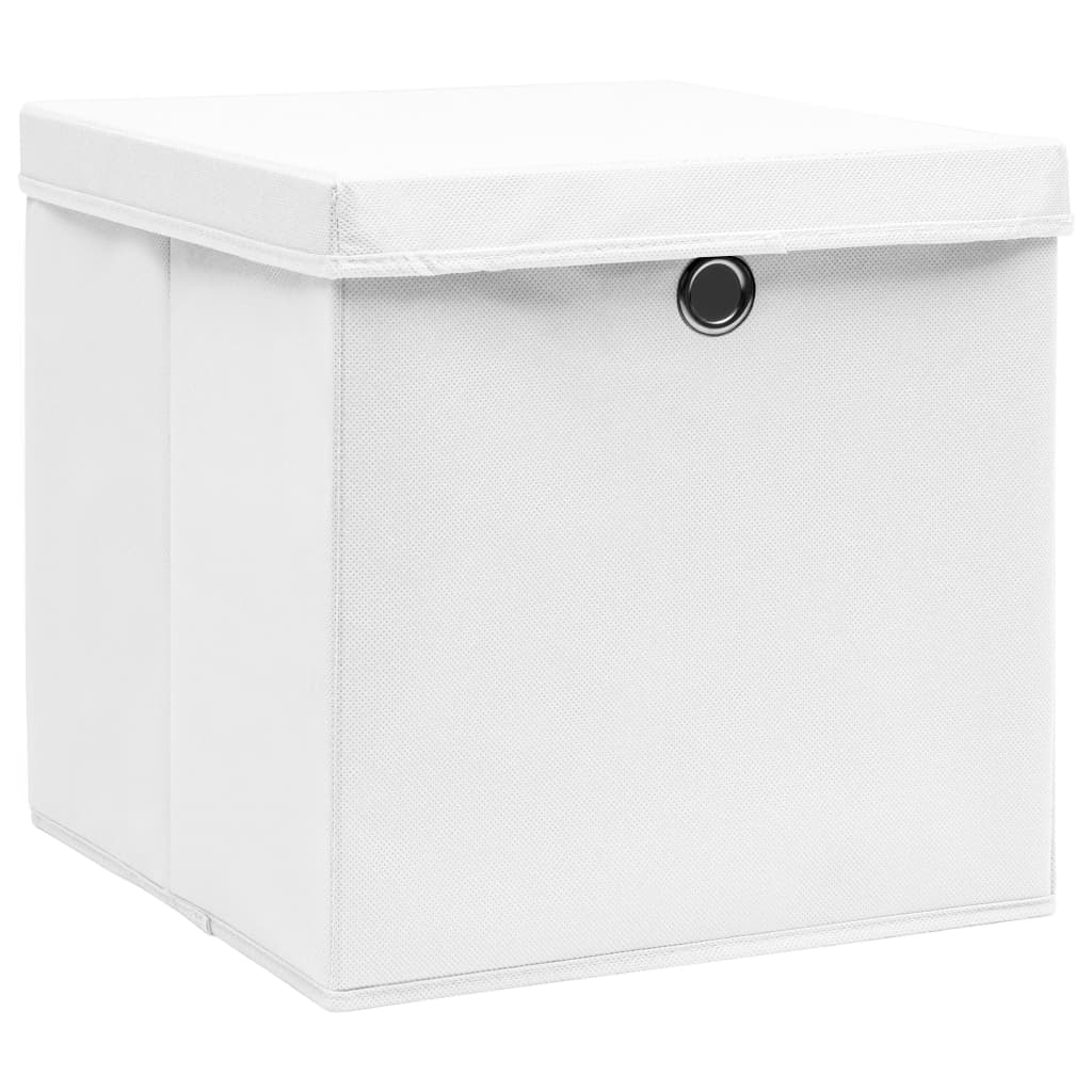 Vidaxx boîtes de rangement avec couvercle 10 pcs 32x32x32 cm tissu blanc