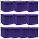 Boîtes de stockage Vidaxl avec couvercle 10 PCS 32x32x32 cm Fabric pourpre