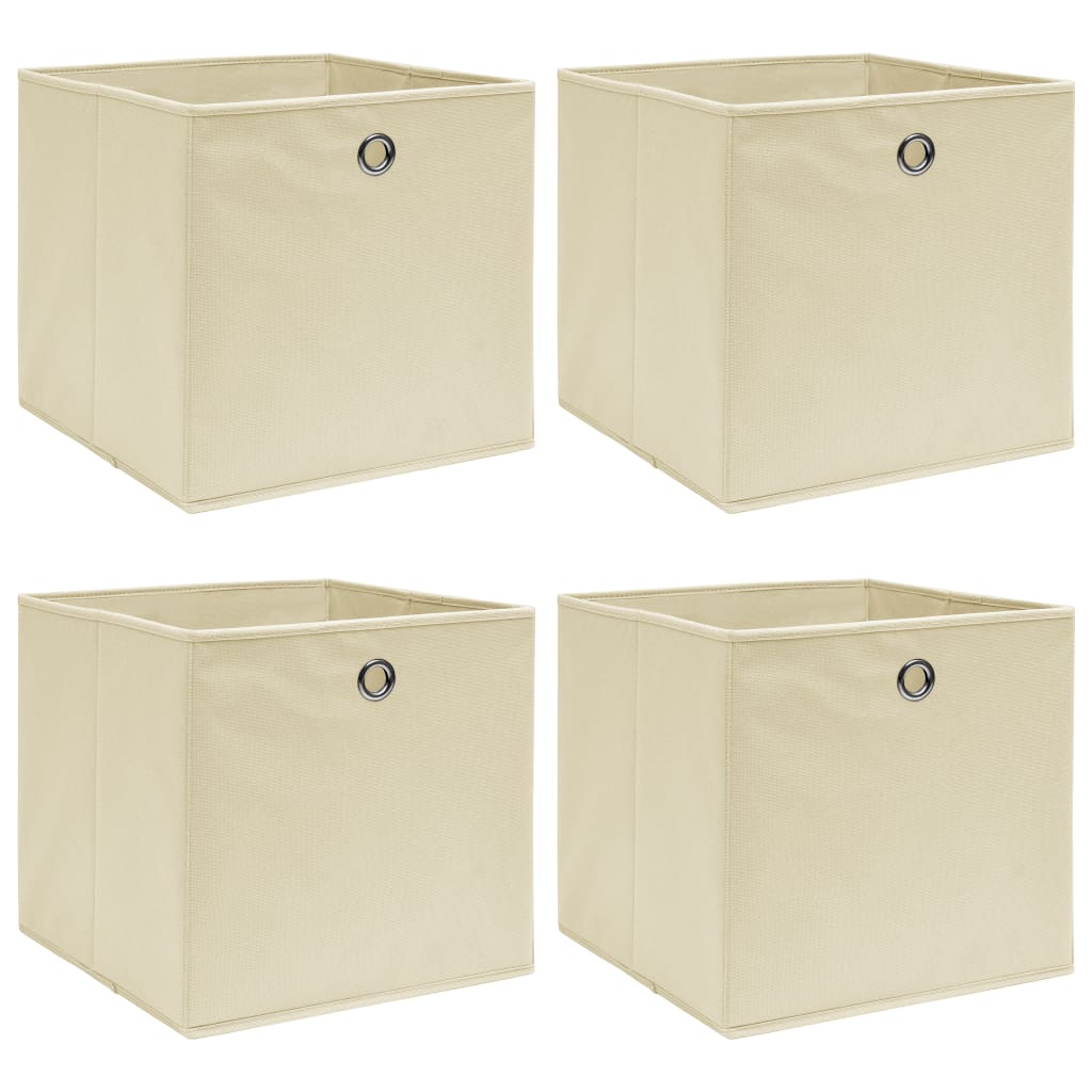 Boîtes de rangement Vidaxl 4 PCS 32x32x32 cm Crème de tissu -colore