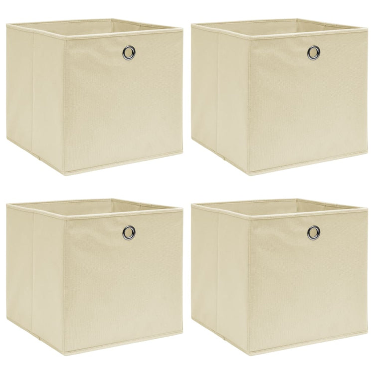 Boîtes de rangement Vidaxl 4 PCS 32x32x32 cm Crème de tissu -colore