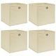 Boîtes de rangement Vidaxl 4 PCS 32x32x32 cm Crème de tissu -colore