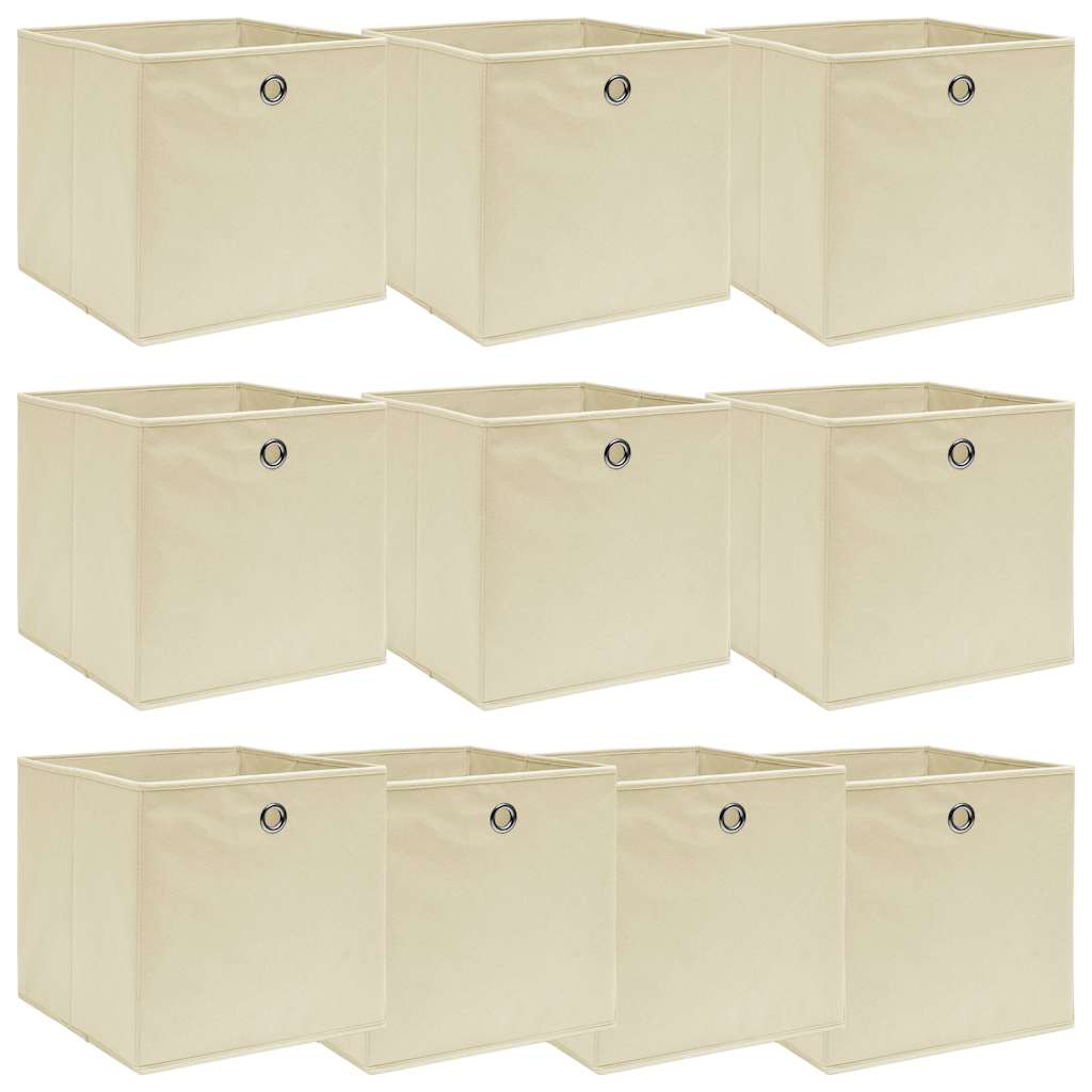 Boîtes de rangement Vidaxl 10 PCS 32x32x32 cm Crème de tissu -colore