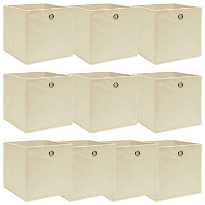 Boîtes de rangement Vidaxl 10 PCS 32x32x32 cm Crème de tissu -colore