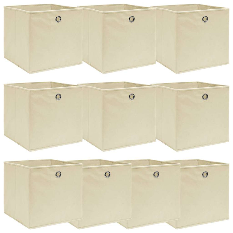 Boîtes de rangement Vidaxl 10 PCS 32x32x32 cm Crème de tissu -colore