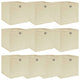Boîtes de rangement Vidaxl 10 PCS 32x32x32 cm Crème de tissu -colore