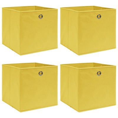 Boîtes de rangement Vidaxl 4 PCS 32x32x32 cm Tissu jaune