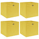 Boîtes de rangement Vidaxl 4 PCS 32x32x32 cm Tissu jaune