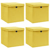 Boîtes de rangement vidaxl avec couvercle 4 pcs 32x32x32 cm Tissu jaune
