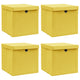 Boîtes de rangement vidaxl avec couvercle 4 pcs 32x32x32 cm Tissu jaune