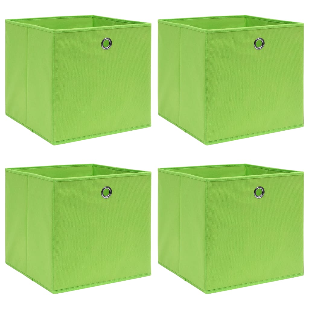 Boîtes de stockage Vidaxl 4 PCS 32x32x32 cm Tissu vert