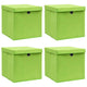 Boîtes de rangement Vidaxl avec couvercle 4 PCS 32x32x32 cm Tissu vert