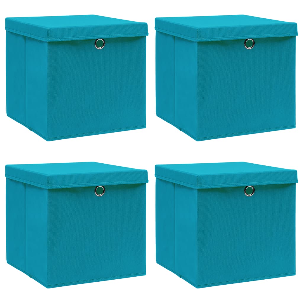 Boîtes de rangement vidaxl avec couvercle 4 pcs 32x32x32 cm tissu bébé bleu
