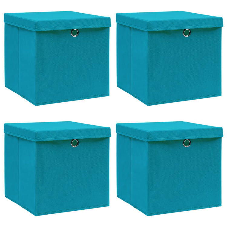 Boîtes de rangement vidaxl avec couvercle 4 pcs 32x32x32 cm tissu bébé bleu