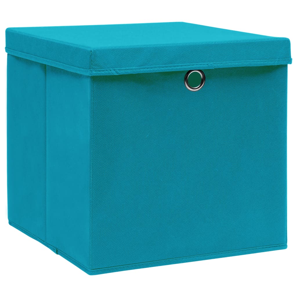 Boîtes de rangement vidaxl avec couvercle 4 pcs 32x32x32 cm tissu bébé bleu