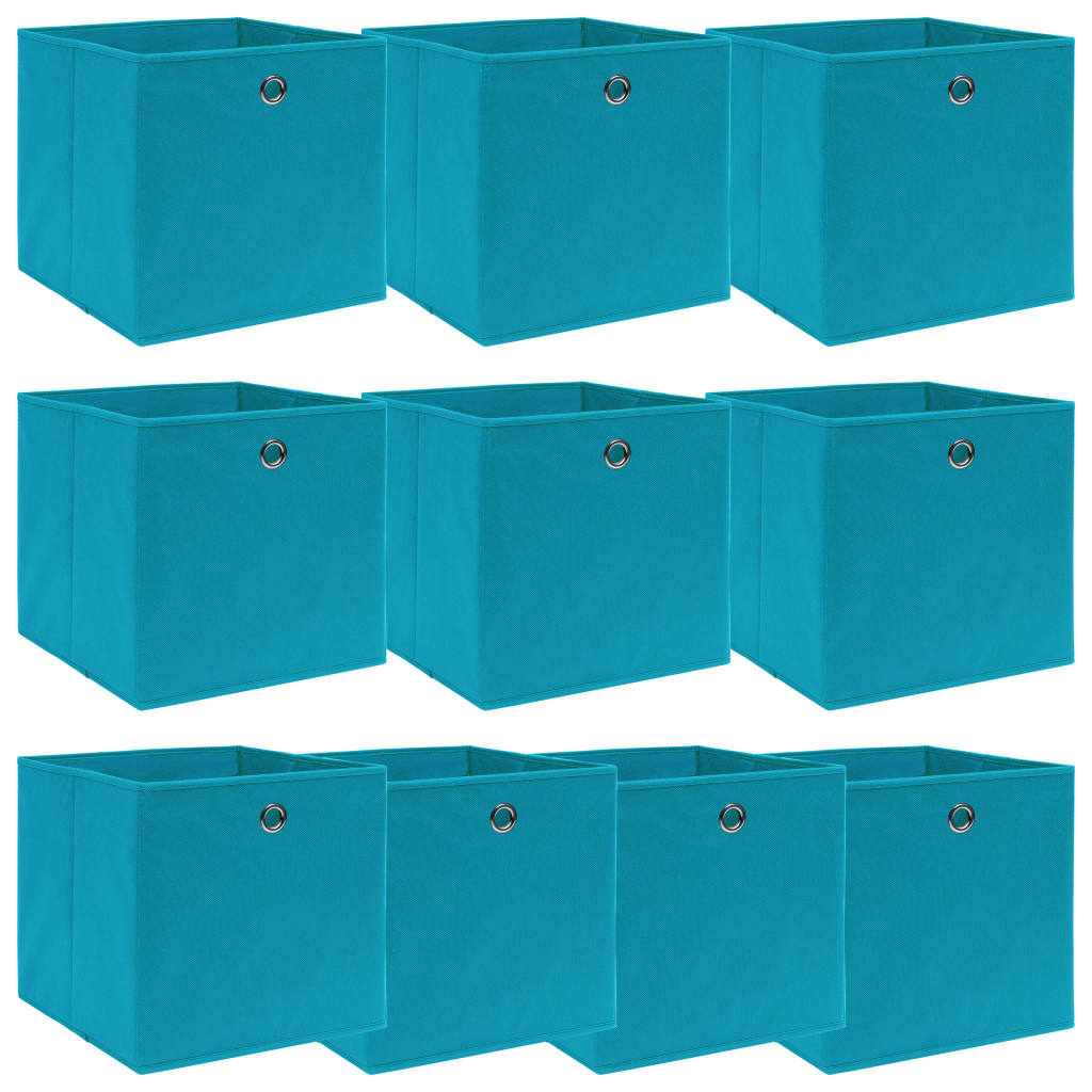Boîtes de rangement Vidaxl 10 PCS 32x32x32 cm Tissu bébé bleu