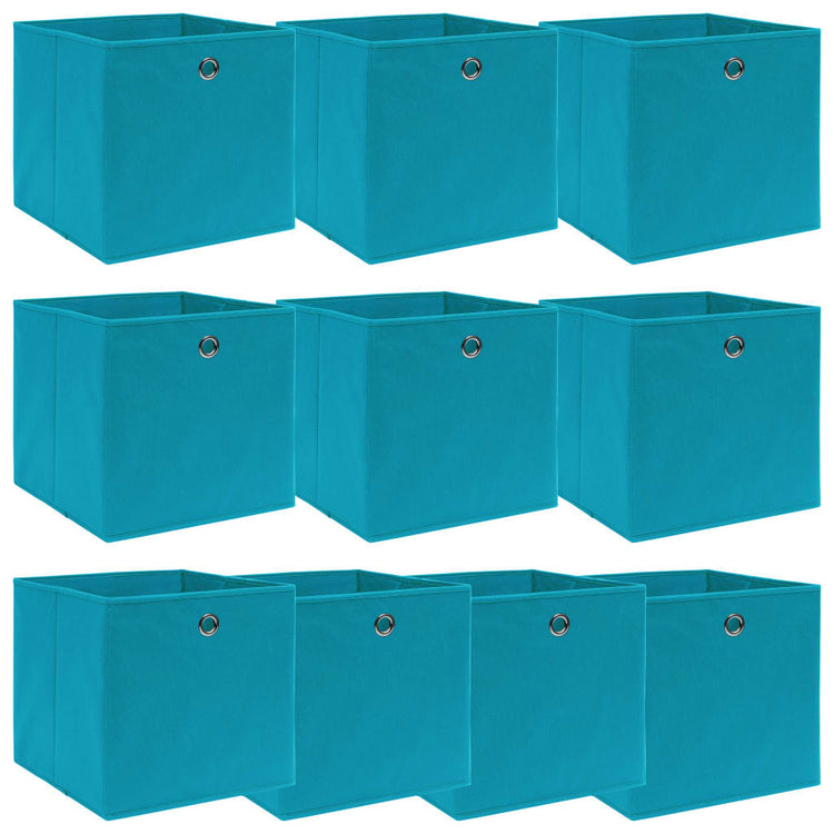 Boîtes de rangement Vidaxl 10 PCS 32x32x32 cm Tissu bébé bleu