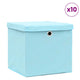 Boîtes de rangement vidaxl avec couvercle 10 pcs 32x32x32 cm tissu bébé bleu