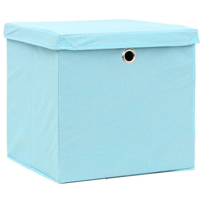 Boîtes de rangement vidaxl avec couvercle 10 pcs 32x32x32 cm tissu bébé bleu