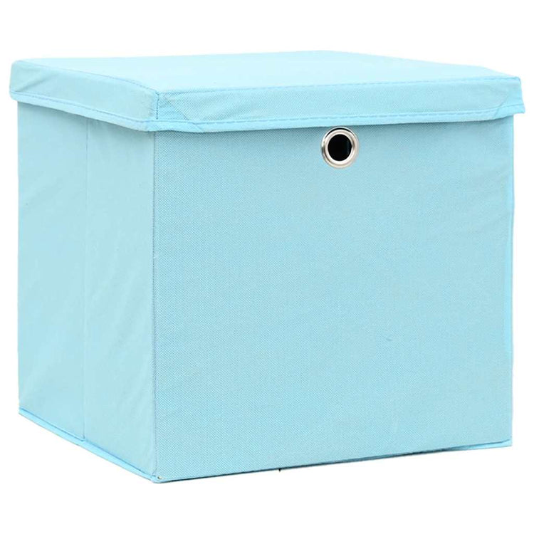 Boîtes de rangement vidaxl avec couvercle 10 pcs 32x32x32 cm tissu bébé bleu