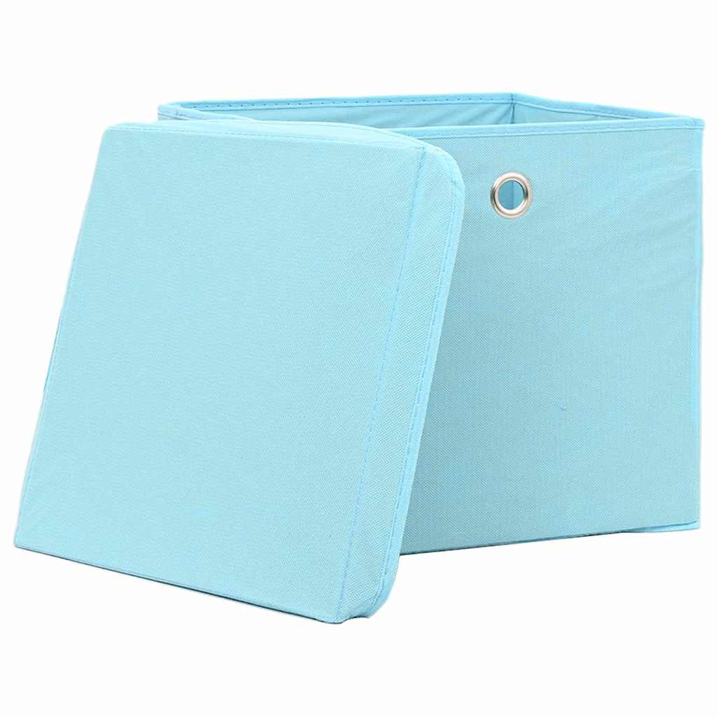 Boîtes de rangement vidaxl avec couvercle 10 pcs 32x32x32 cm tissu bébé bleu