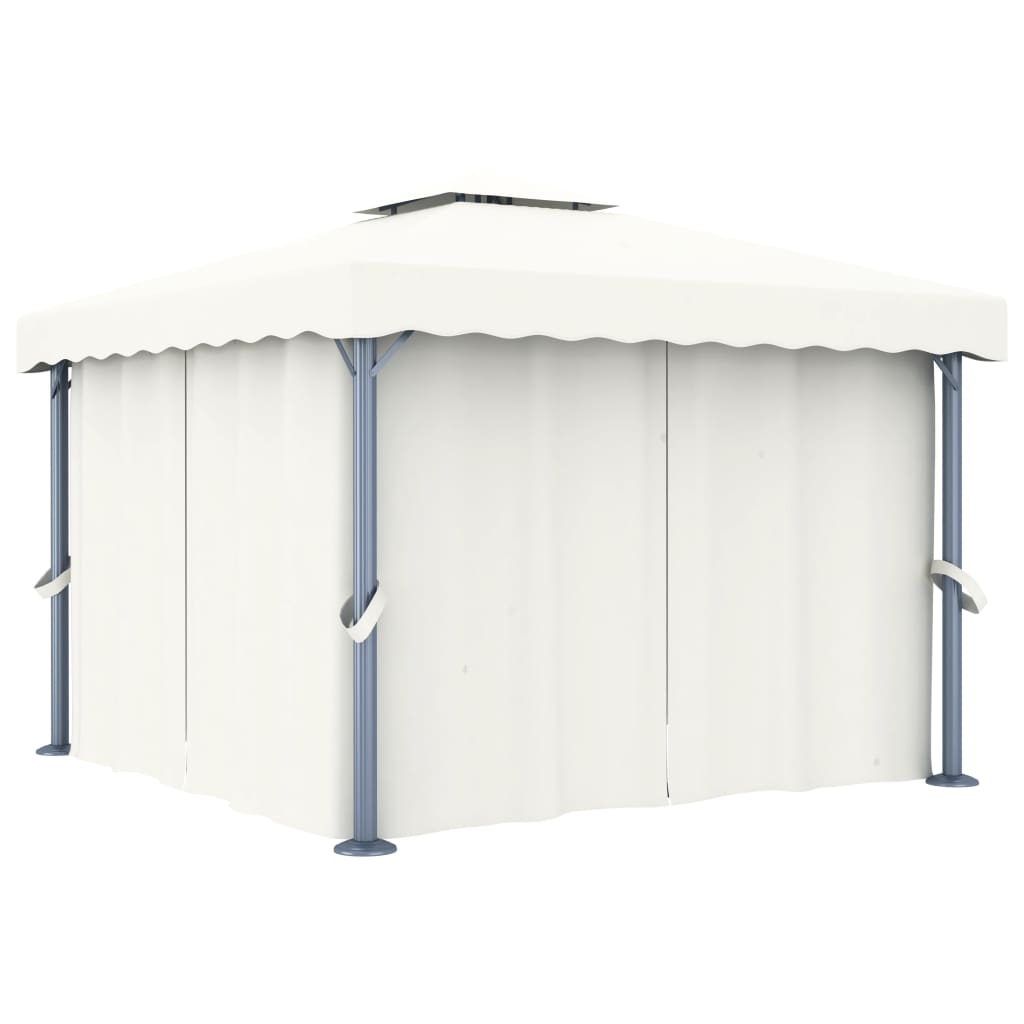 Arbor vidaxl avec rideau 3x3 m aluminium crème blanche