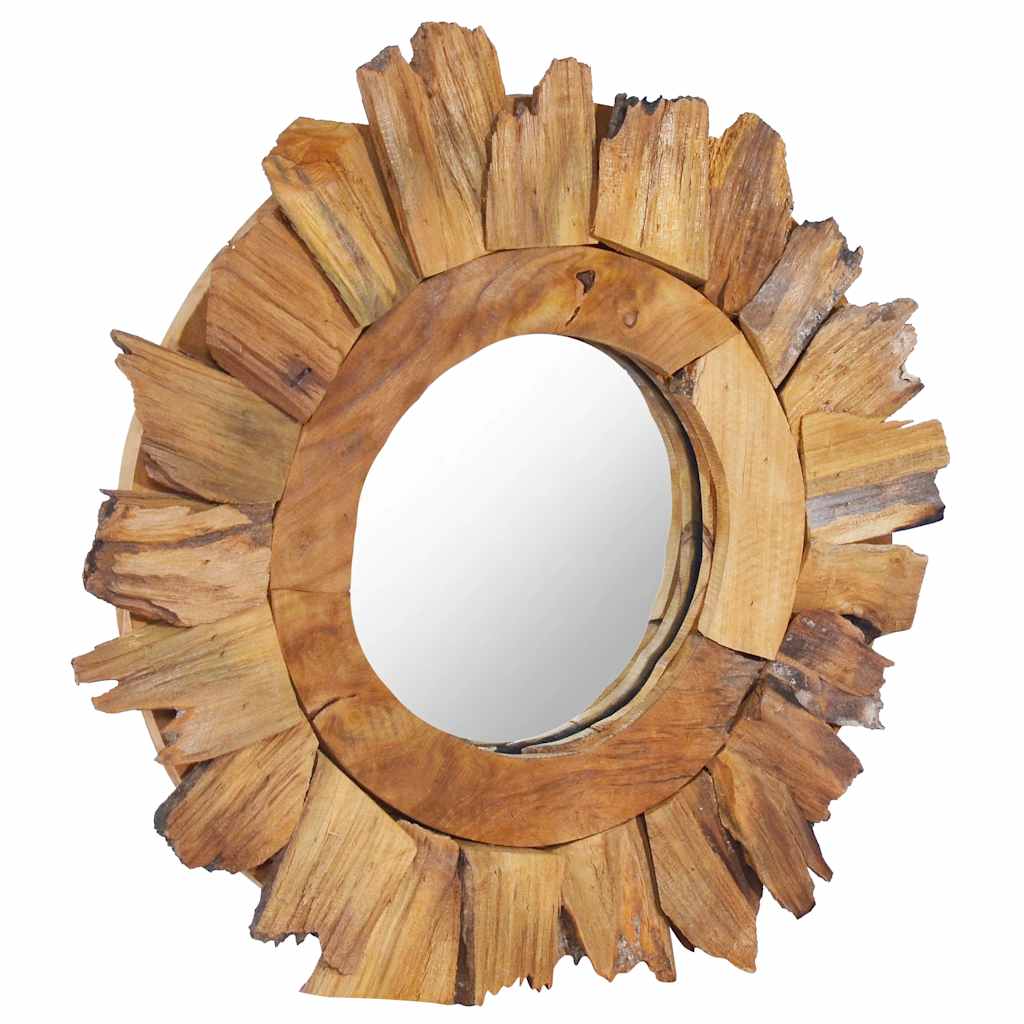 Miroir mural vidaxl autour de 40 cm de bois de teck