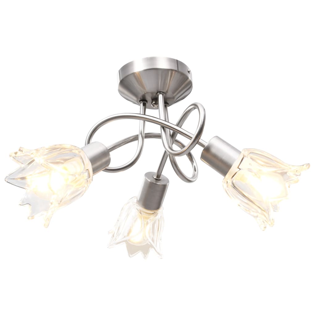 Vidaxl Plafond Lampe avec des capuchons en verre en verre 3XE14 transparents