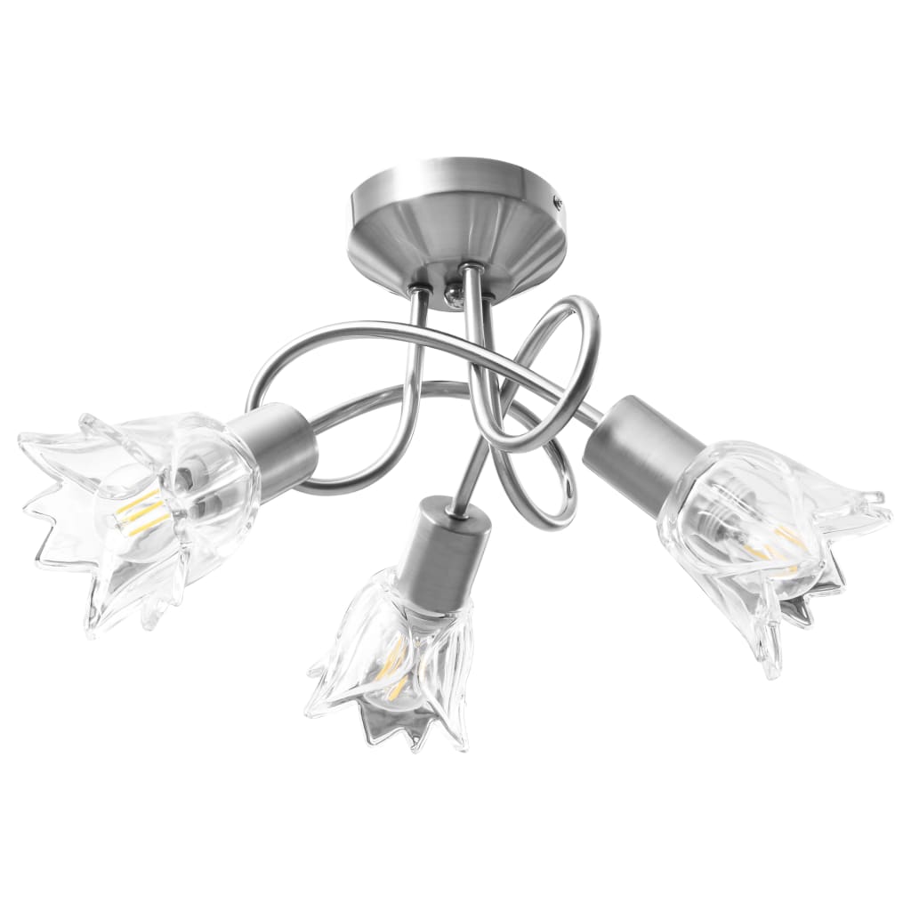 Vidaxl Plafond Lampe avec des capuchons en verre en verre 3XE14 transparents
