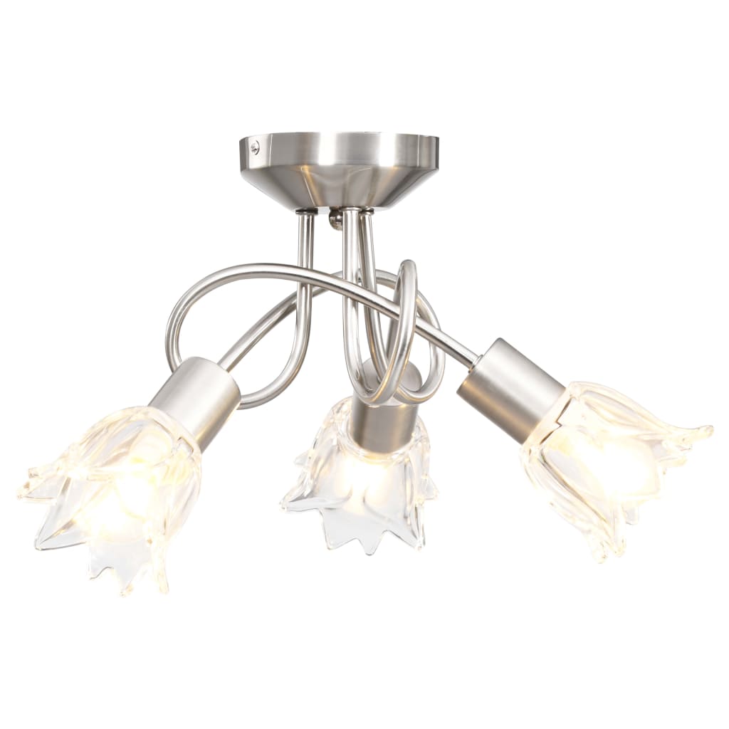 Vidaxl Plafond Lampe avec des capuchons en verre en verre 3XE14 transparents