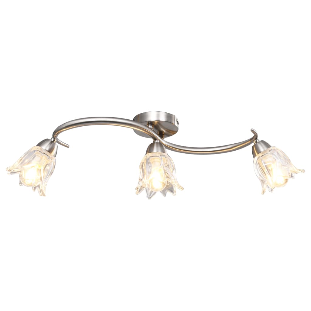 Vidaxl Plafond Lampe avec des capuchons en verre en verre 3XE14 transparents