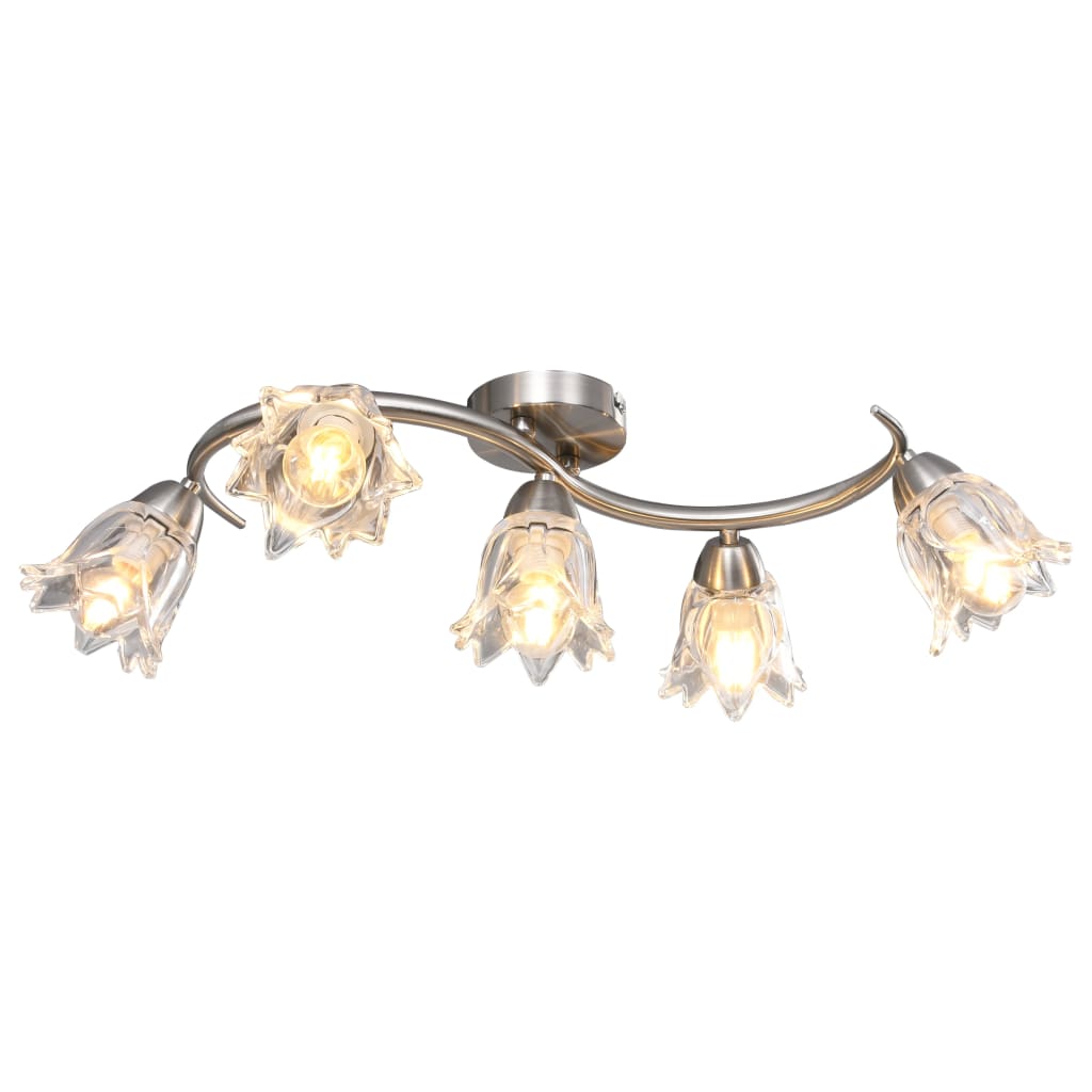 Vidaxl Plafond Lampe avec des capuchons en forme de tulipe en verre 5xe14 transparent