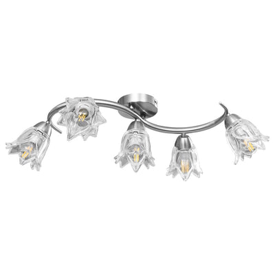 Vidaxl Plafond Lampe avec des capuchons en forme de tulipe en verre 5xe14 transparent