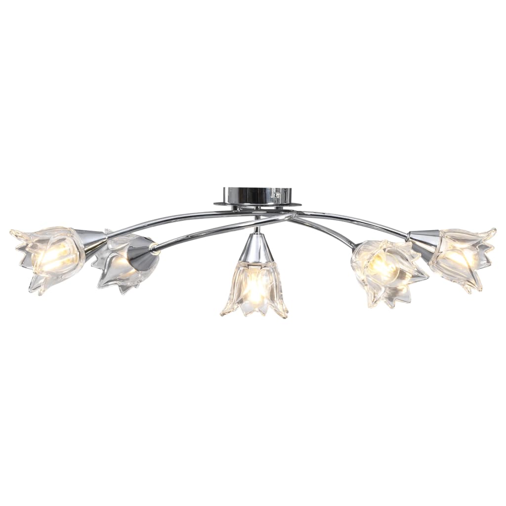 Vidaxl Plafond Lampe avec des capuchons en forme de tulipe en verre 5xe14 transparent
