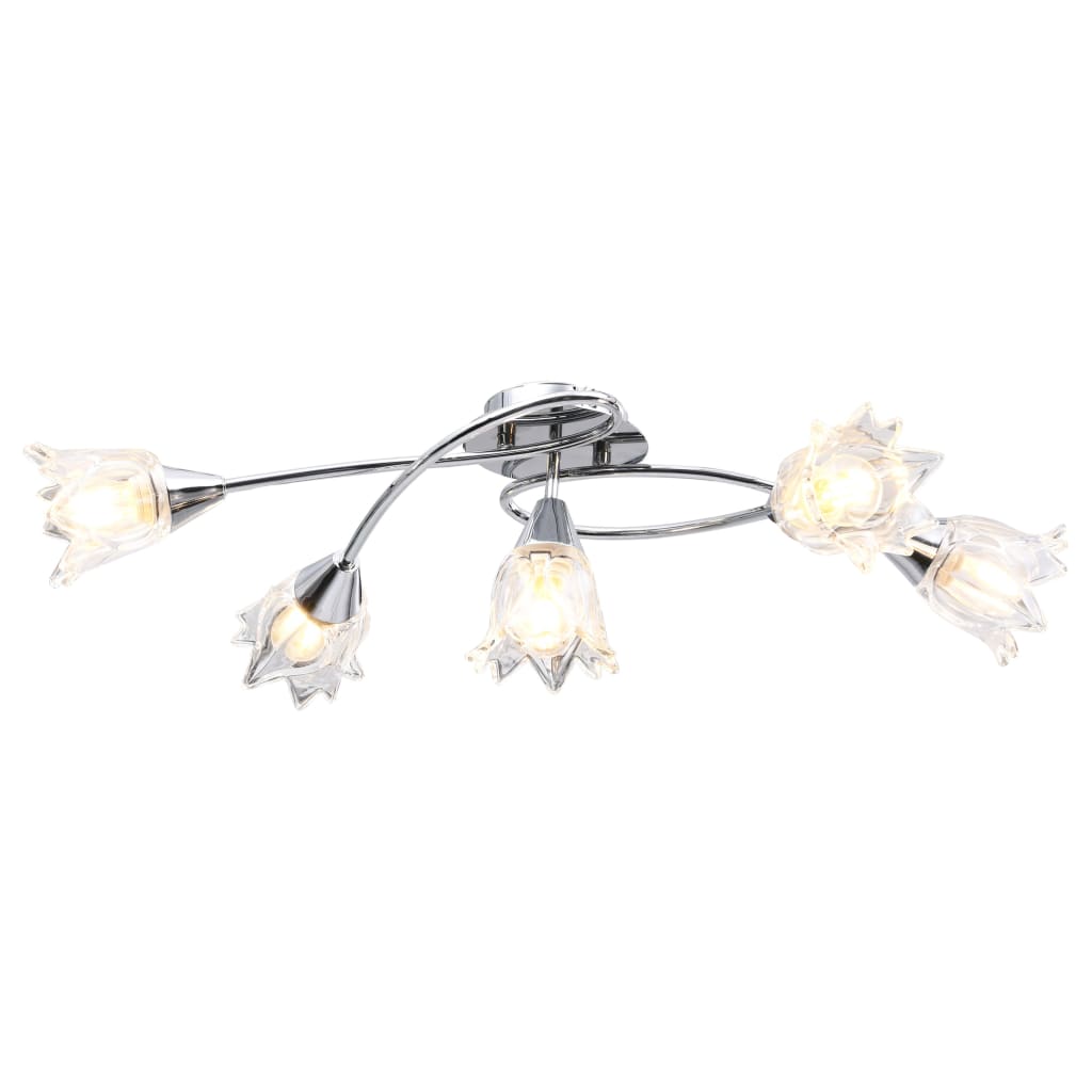 Vidaxl Plafond Lampe avec des capuchons en forme de tulipe en verre 5xe14 transparent