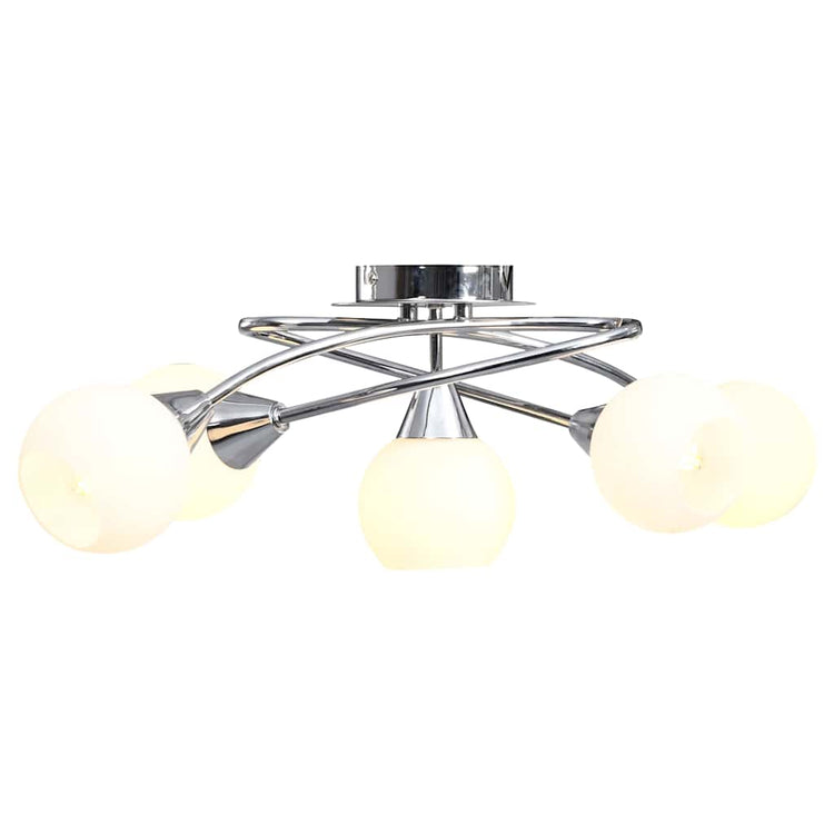 Vidaxl plafond avec des capuchons sphériques en céramique pour 5xe14 blanc