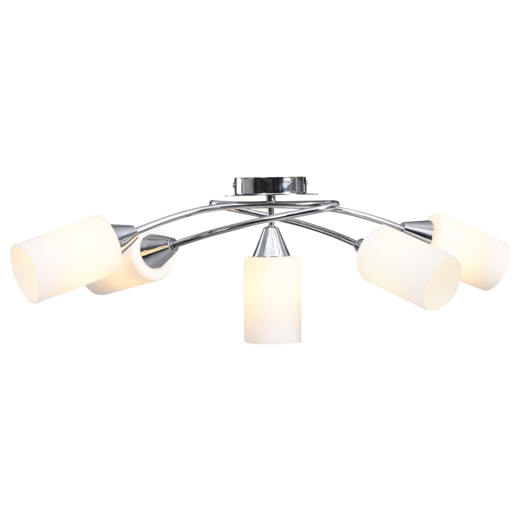 Vidaxl Plafond lampe avec capuchons cylindriques en céramique 5xe14 blanc