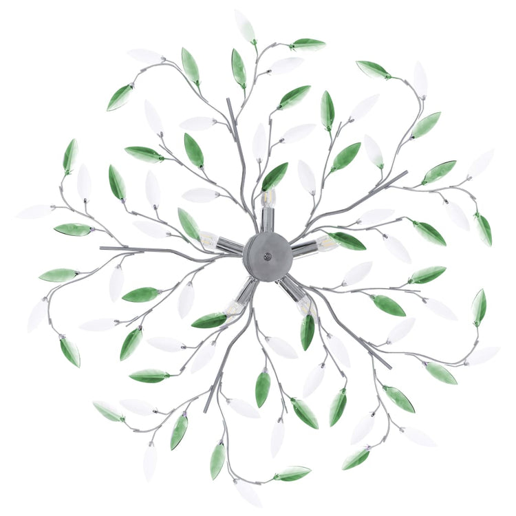 Vidaxl Plafond lampe avec des bras à feuilles cristallines acryliques pour 5xe14 vert