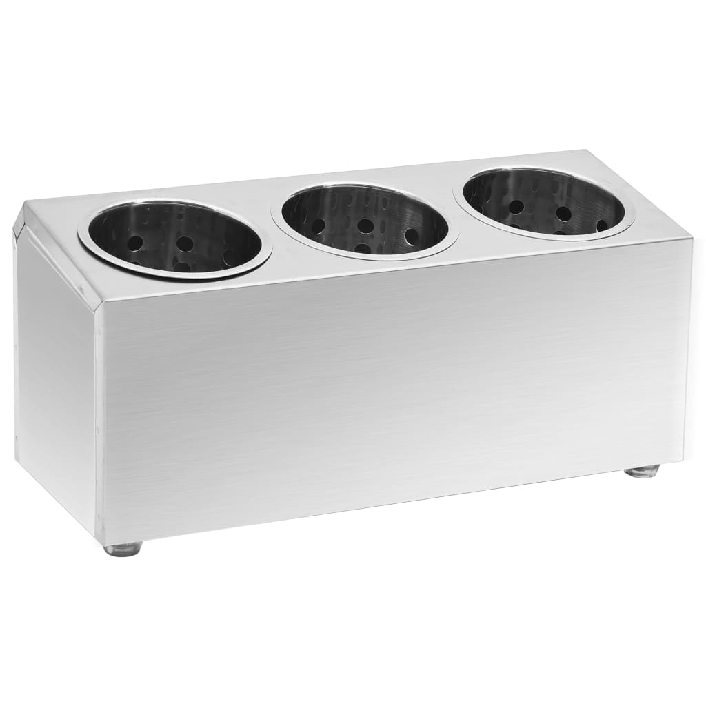 Haut de couverts Vidaxl 3 compartiments en acier inoxydable rectangulaire