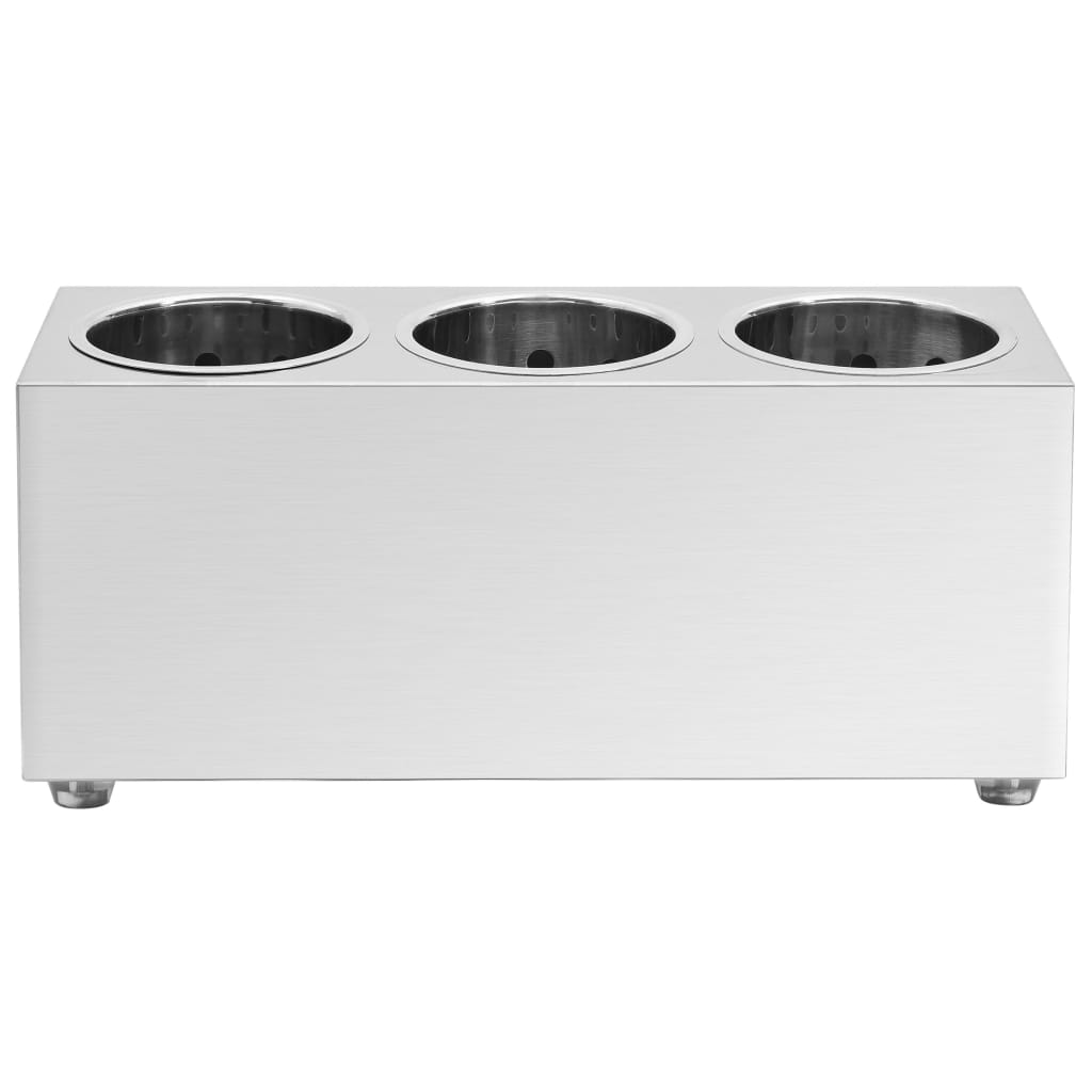 Haut de couverts Vidaxl 3 compartiments en acier inoxydable rectangulaire