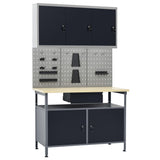 Vidaxl Workbench avec trois panneaux muraux et un placard - afbeelding 1