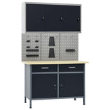 Vidaxl Workbench avec trois panneaux muraux et un placard - afbeelding 1