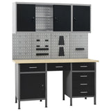 Vidaxl Workbench avec quatre panneaux muraux et deux placards - afbeelding 1