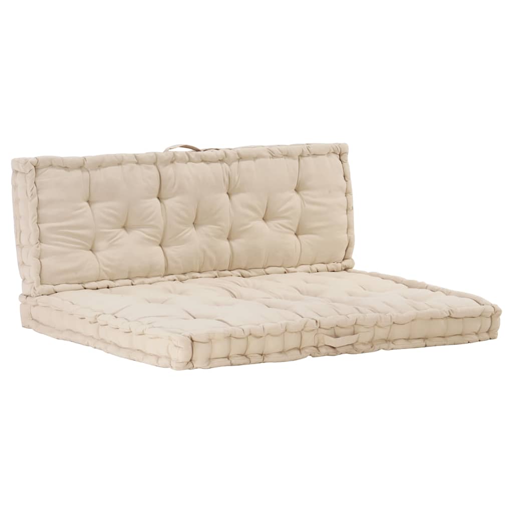 Coussins de plancher de palette vidaxl 2 ste-coton beige
