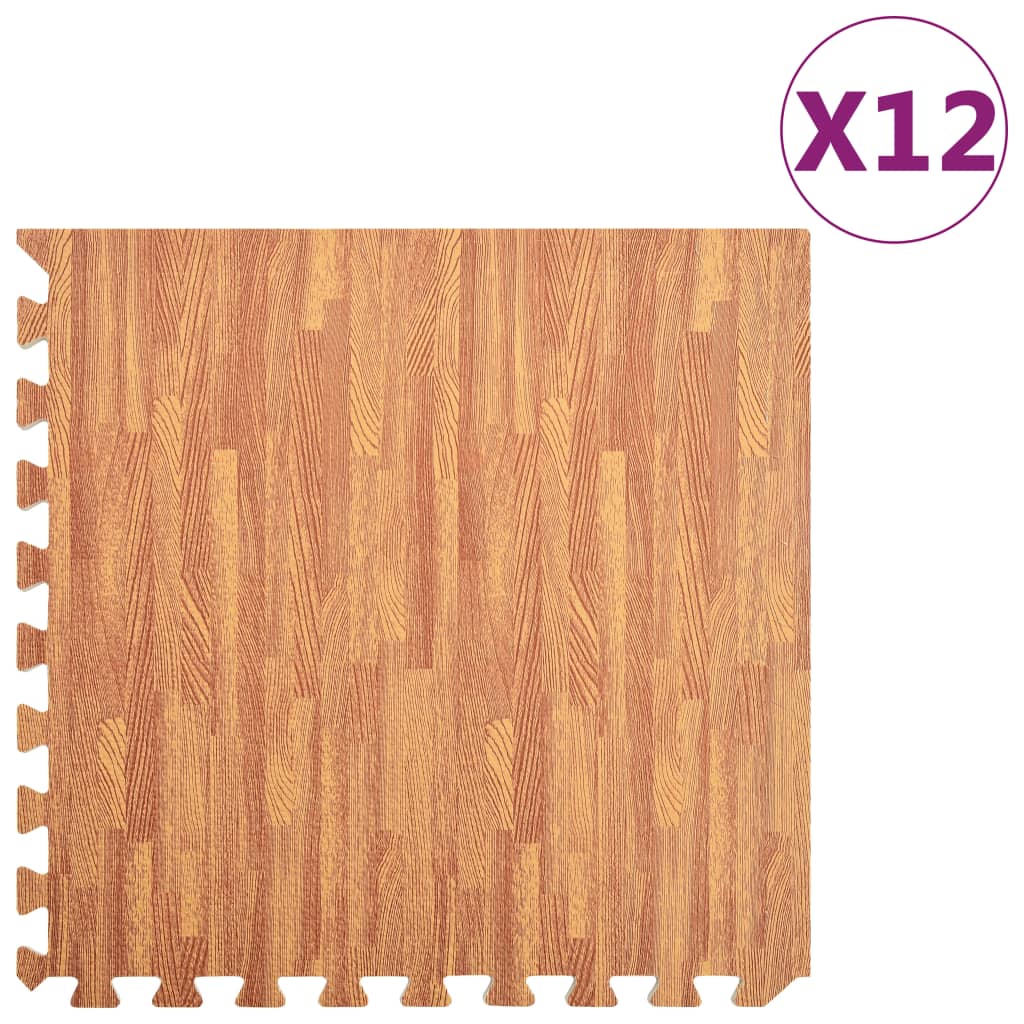 Mattes de plancher Vidaxl 12 st 4,32 ㎡ Impression de grain en bois mousse EVA