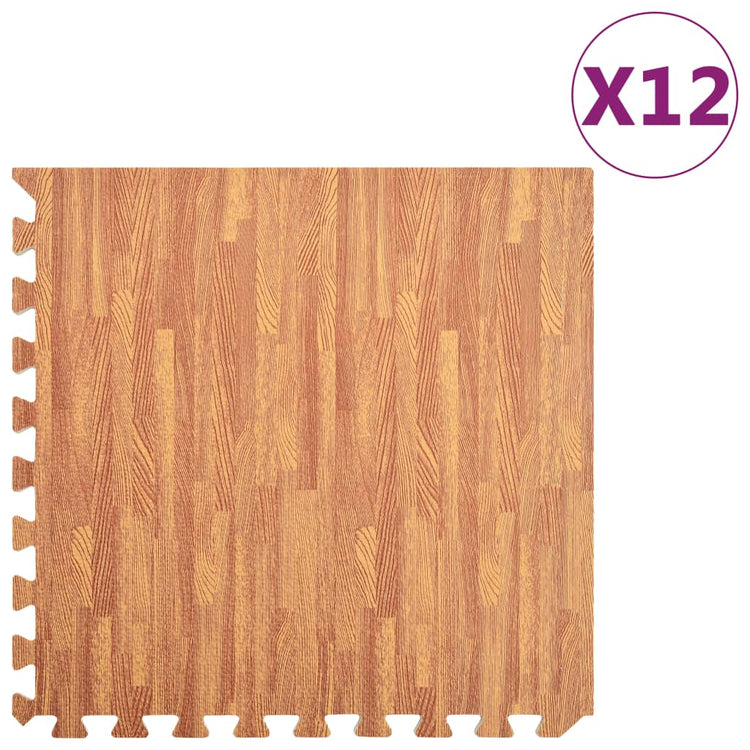 Mattes de plancher Vidaxl 12 st 4,32 ㎡ Impression de grain en bois mousse EVA