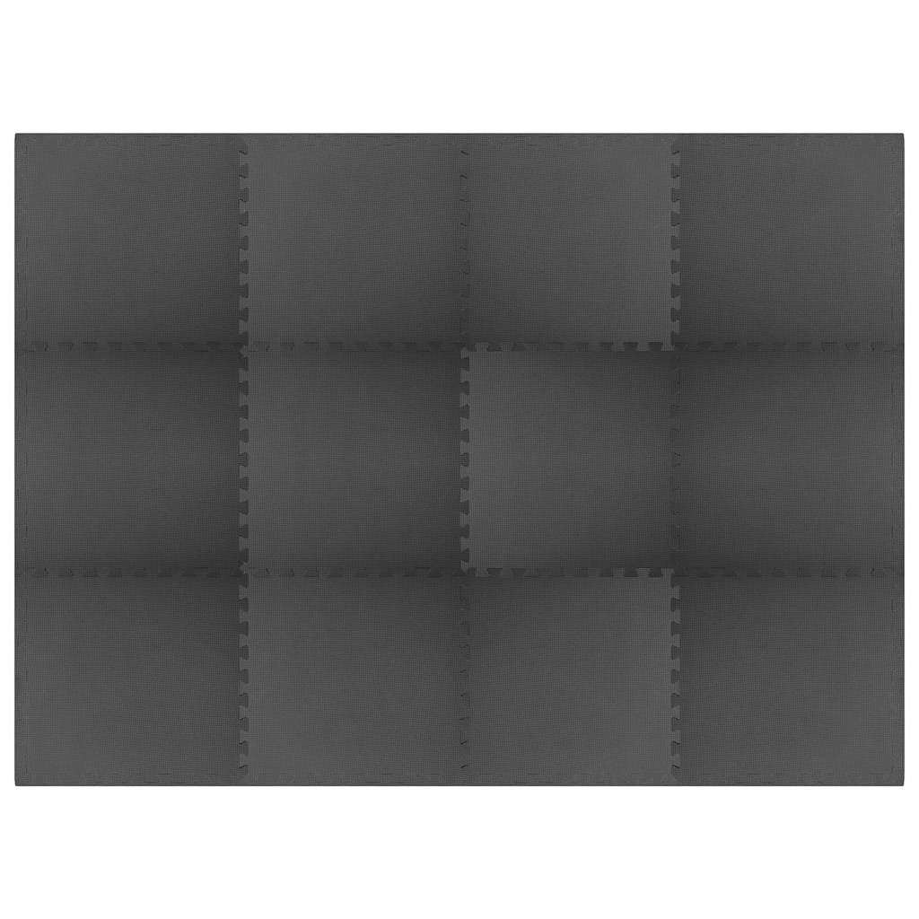Vidaxl Floor Mats 12 ST 4.32 ㎡ Eva mousse noire