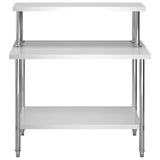 Vidaxx table de travail de cuisine avec étagère supérieure 120x60x120 cm acier inoxydable - afbeelding 3