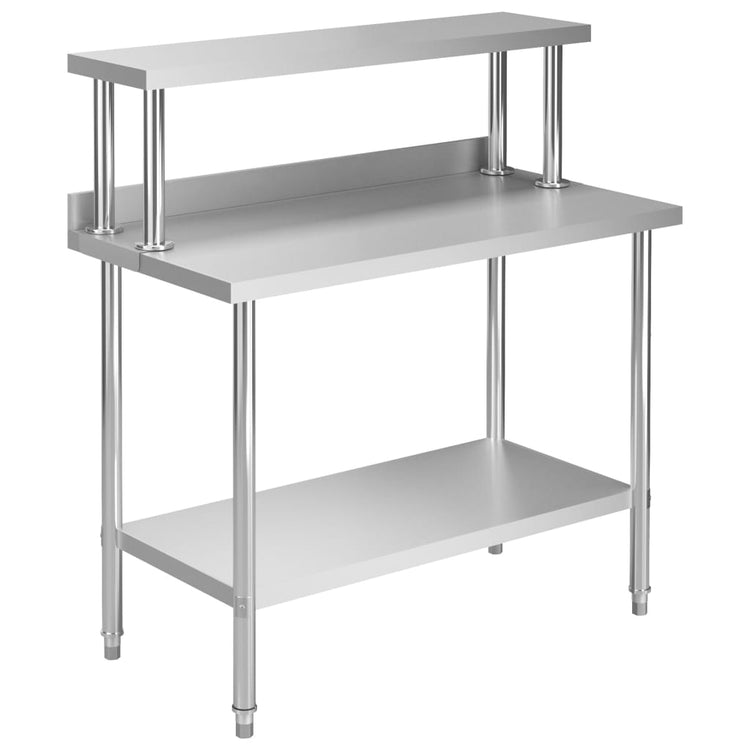 Vidaxx table de travail de cuisine avec étagère supérieure 120x60x120 cm acier inoxydable